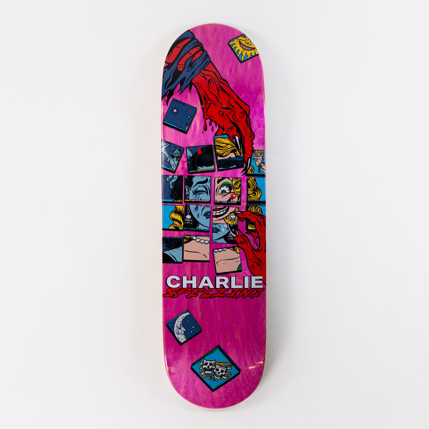 Death 8" Charlie Spenzini Interchangeable Deck - Pink Stain, available at Prime Delux Store, Plymouth, Devon, UK.