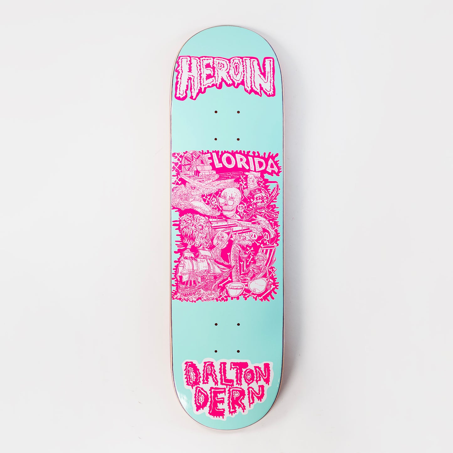 Heroin 8.5" Dalton Dern Allegory Of Fear Deck - Blue/Pink, available at Prime Delux Store, Plymouth, Devon, UK.