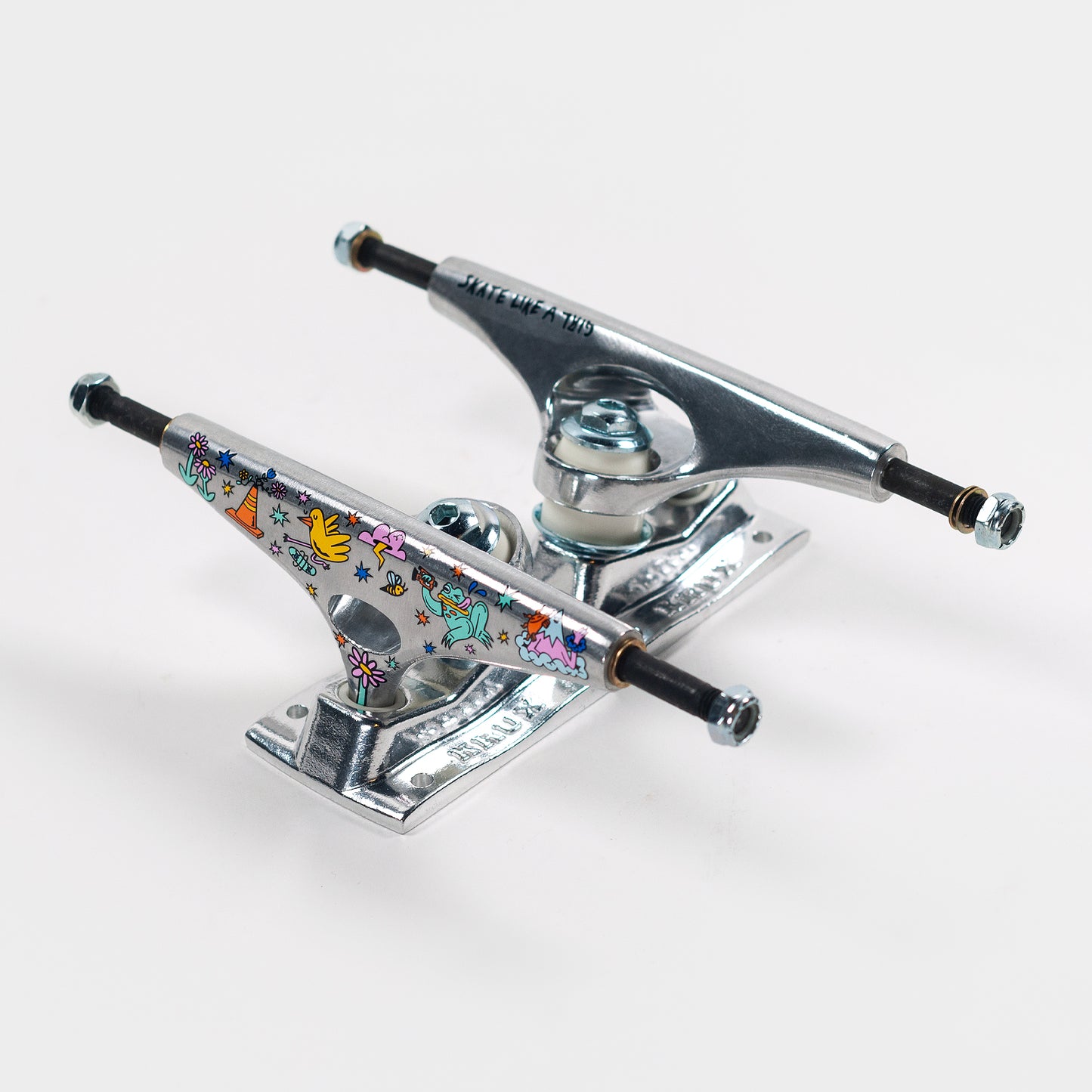 Krux Trucks K5 DLK Skate Like A Girl Standard - Silver/Multi ( Sold as a pair ) - Prime Delux Store