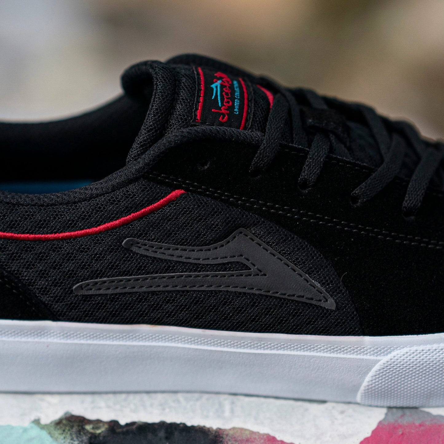Lakai x Chocolate Flaco II Shoes - Black/ Red - Prime Delux Store
