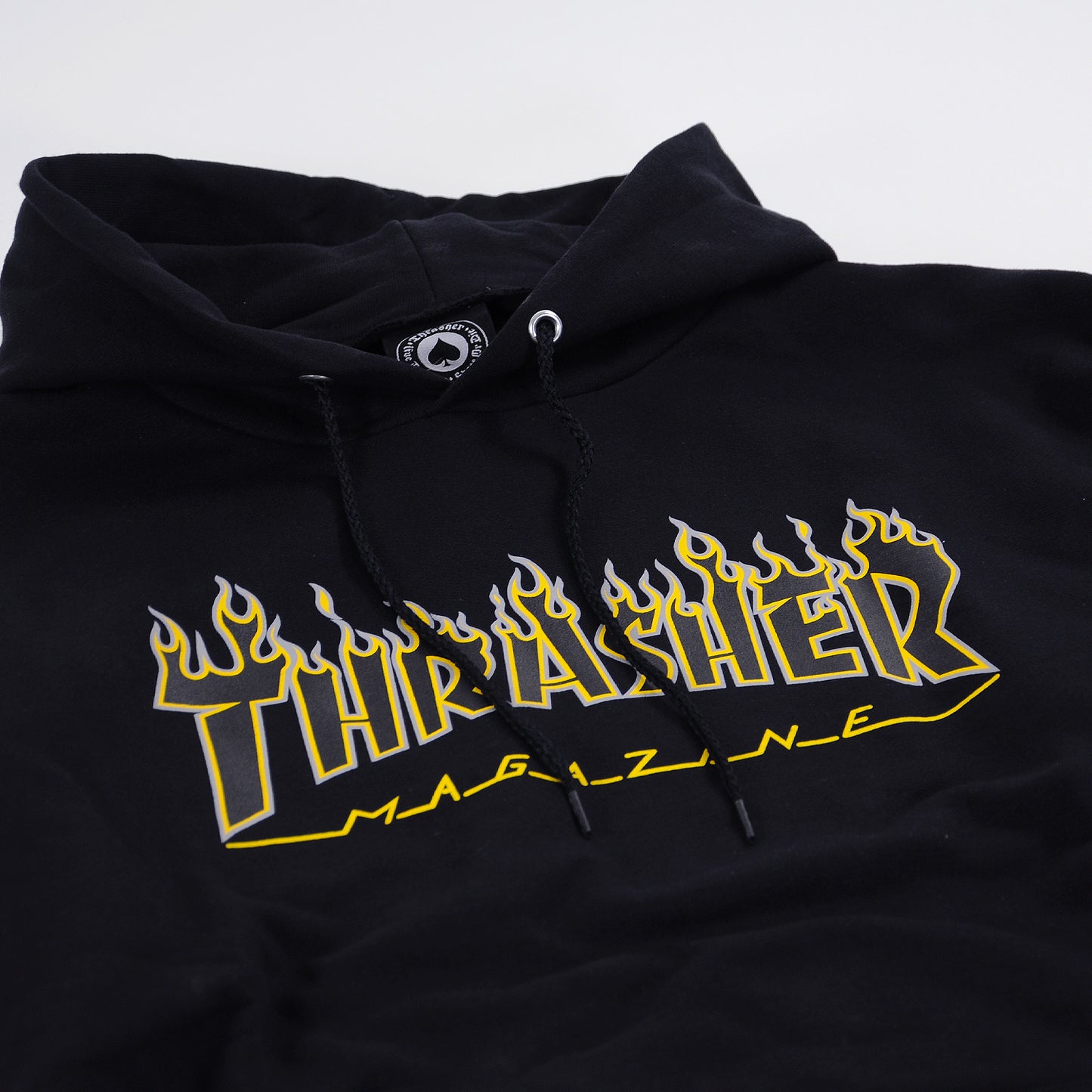 Thrasher - Flame Logo Hooded Sweat - Black / Yellow - Prime Delux Store