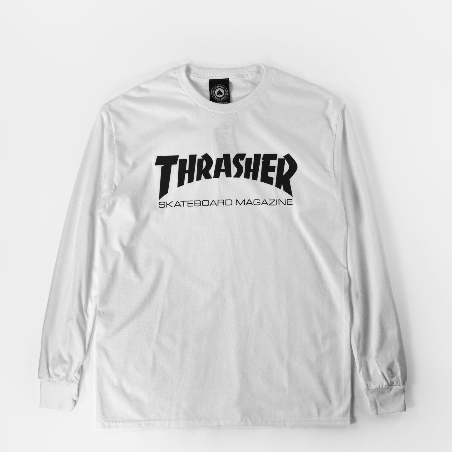Thrasher Skate Mag Logo Long Sleeve T Shirt - White, Available at Prime Delux Store, Plymouth, Devon, UK.