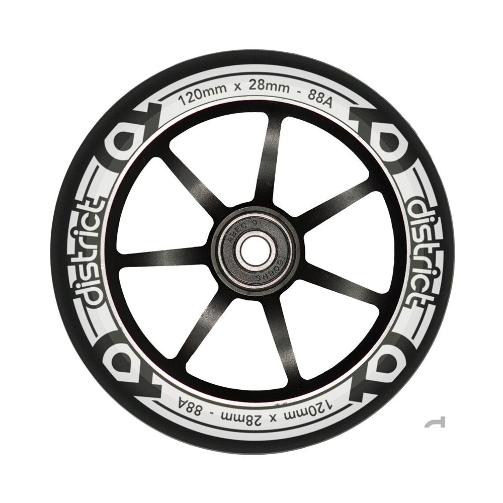 District Scooters 120mm Dual Width Wheel - Black / White - Prime Delux Store