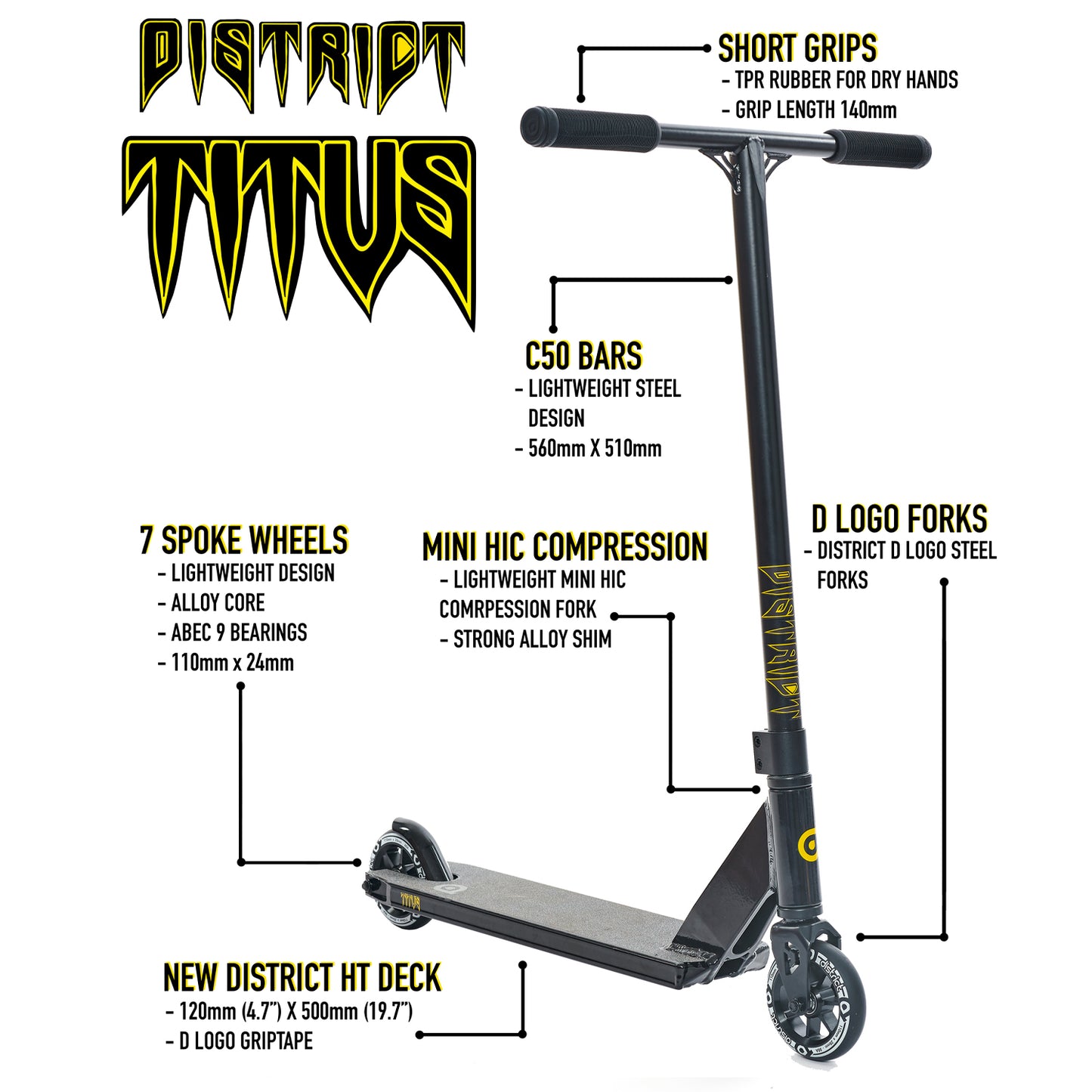 District Titus Complete Scooter - Ano Gold / Black - Prime Delux Store