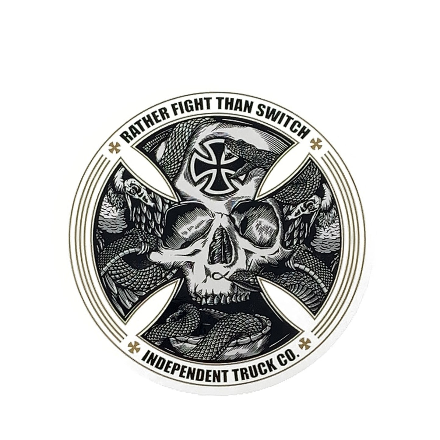 Independent FTS Skull Sticker 4" - Black / White / Gold - Prime Delux Store