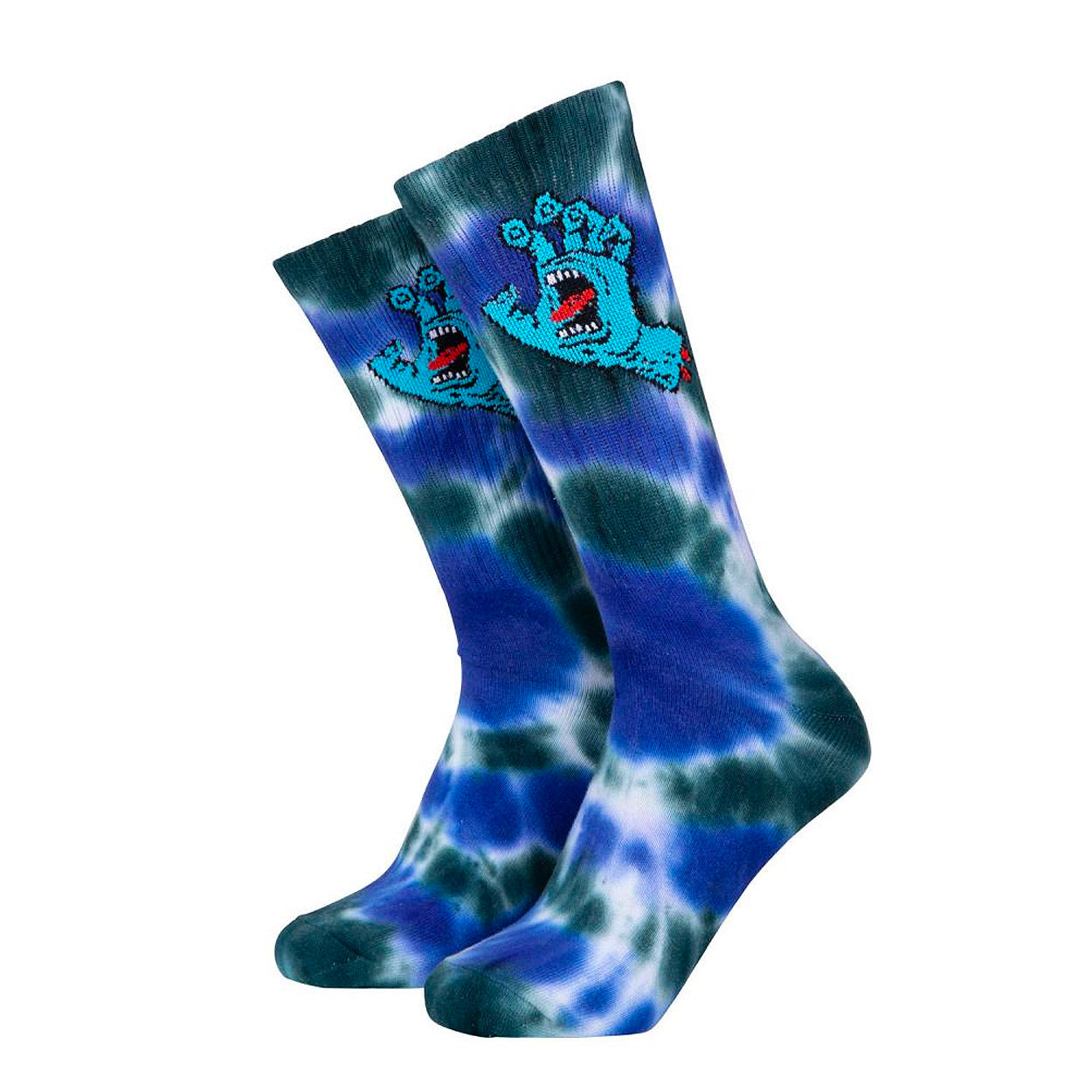 Santa Cruz Screaming Hand Tie Dye Socks - White / Blue - Prime Delux Store