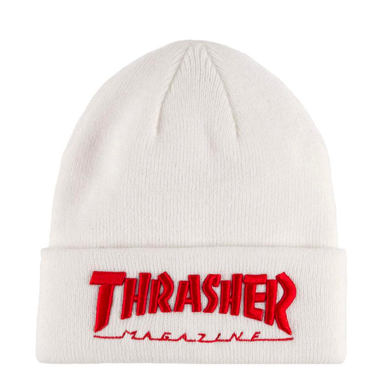 Thrasher Embroidered Logo Beanie - White / Red - Prime Delux Store