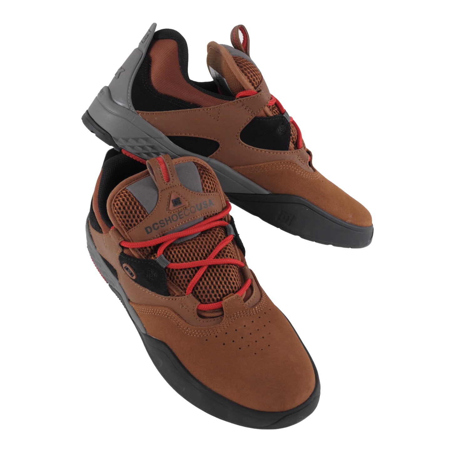 DC Shoes Kalis Skate Shoes - Brown / Black / Red - Prime Delux Store