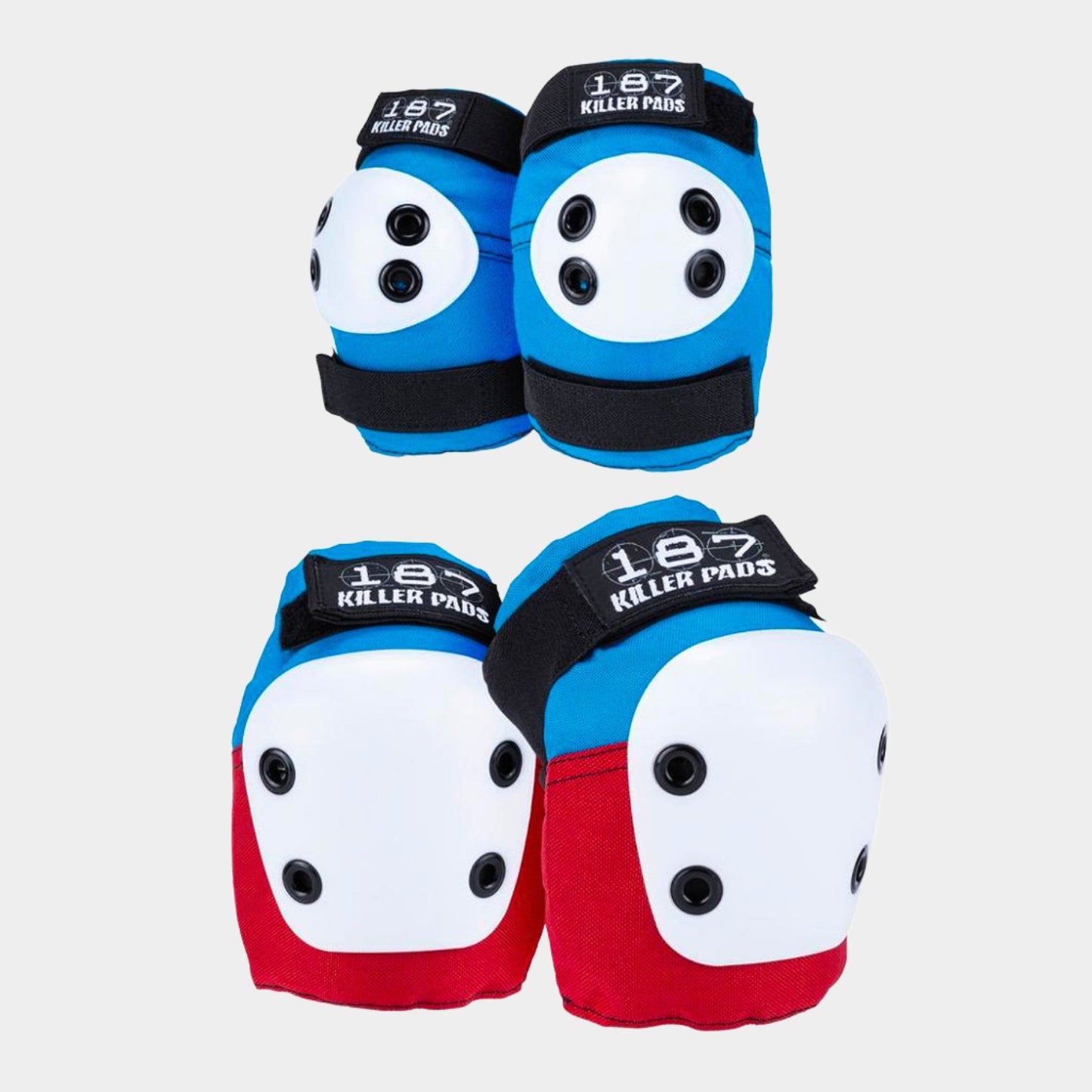 187 Killer Pads Combo Pack Knee & Elbow - Red / White / Blue - Prime Delux Store
