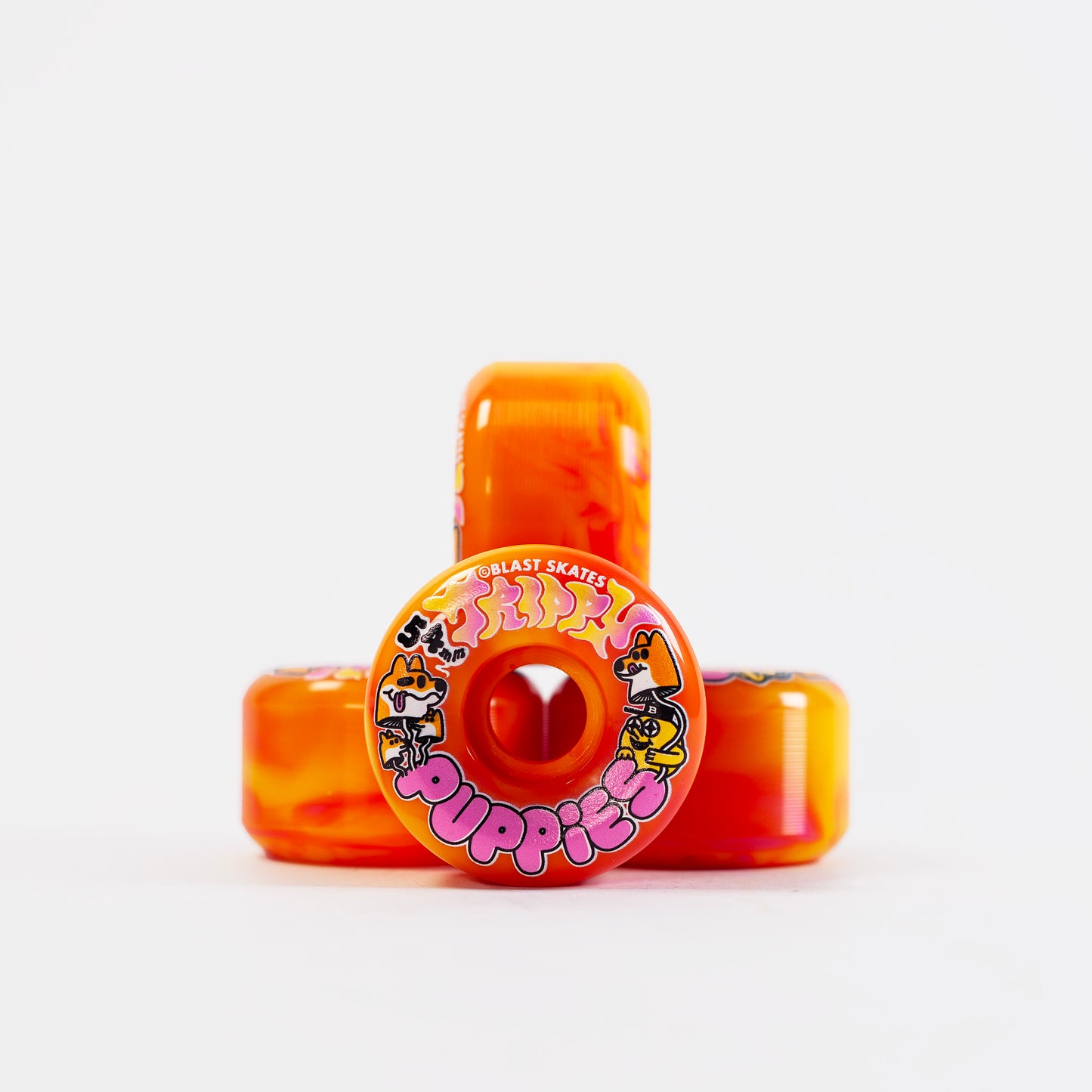 Blast - 54mm - 100a Trippy Puppy Wheels - Orange Swirl - Prime Delux Store