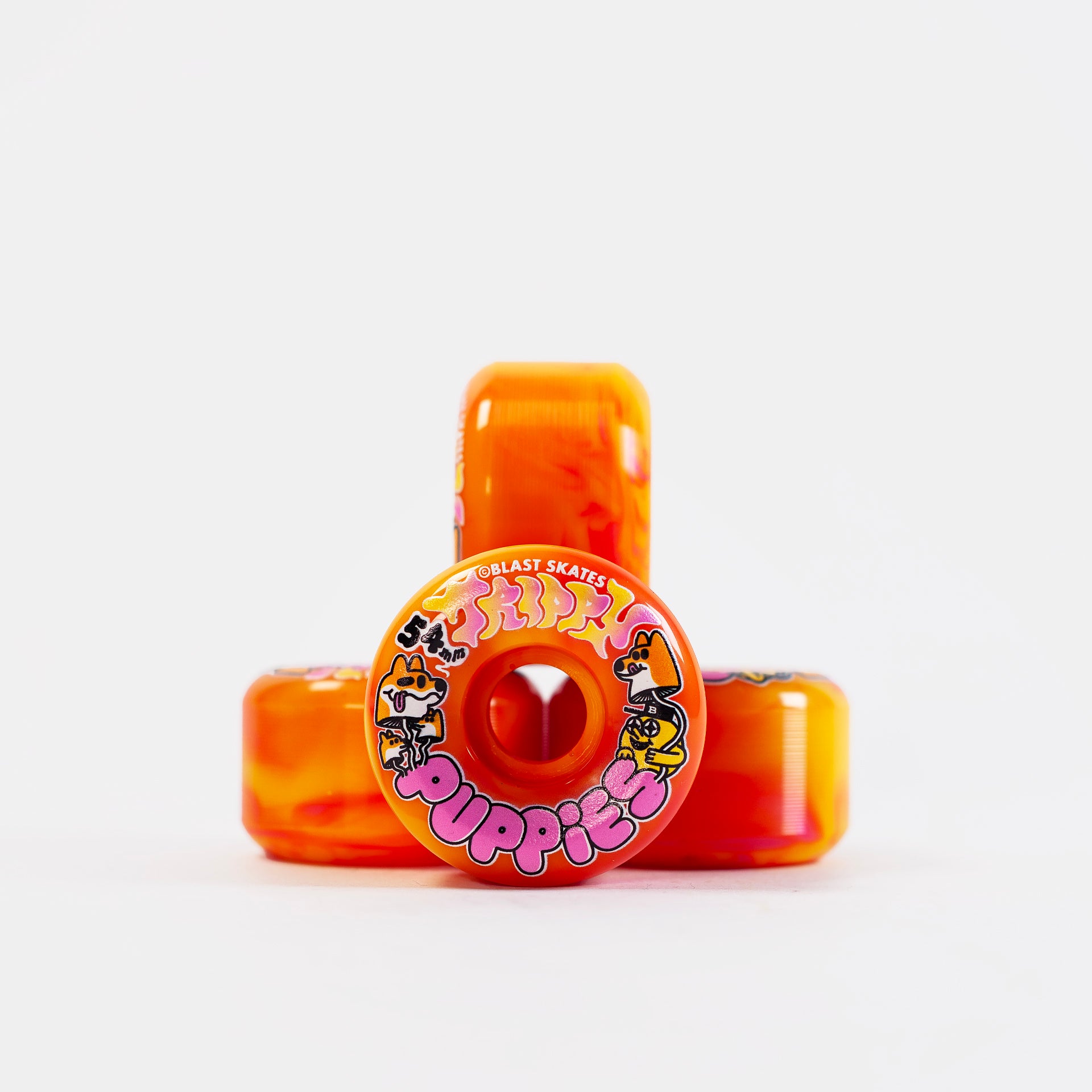 Blast - 54mm - 100a Trippy Puppy Wheels - Orange Swirl - Prime Delux Store