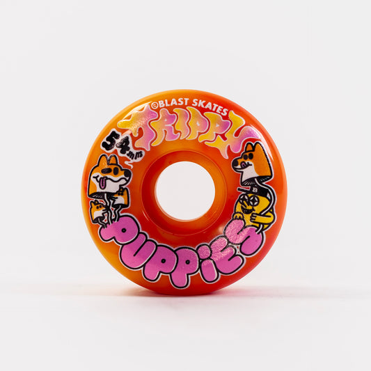 Blast - 54mm - 100a Trippy Puppy Wheels - Orange Swirl, available at Prime Delux Store, Plymouth, Devon, UK.