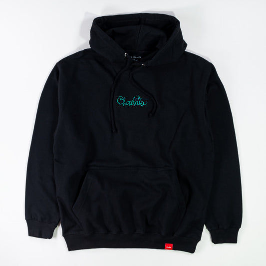 Chocolate Skateboards - 94' Script Pullover Embroidered Hoodie - Black, available at Prime Delux Store, Plymouth, Devon.