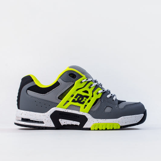 Side shot of the DC AT-2 Shoes - Grey/ Black/ Lime.