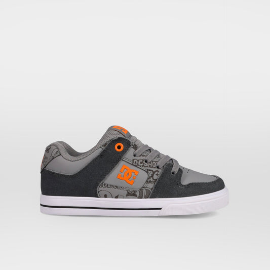 DC Pure Elastic Kids Shoes - Dark Grey/ Grey/ Orange - Prime Delux Store