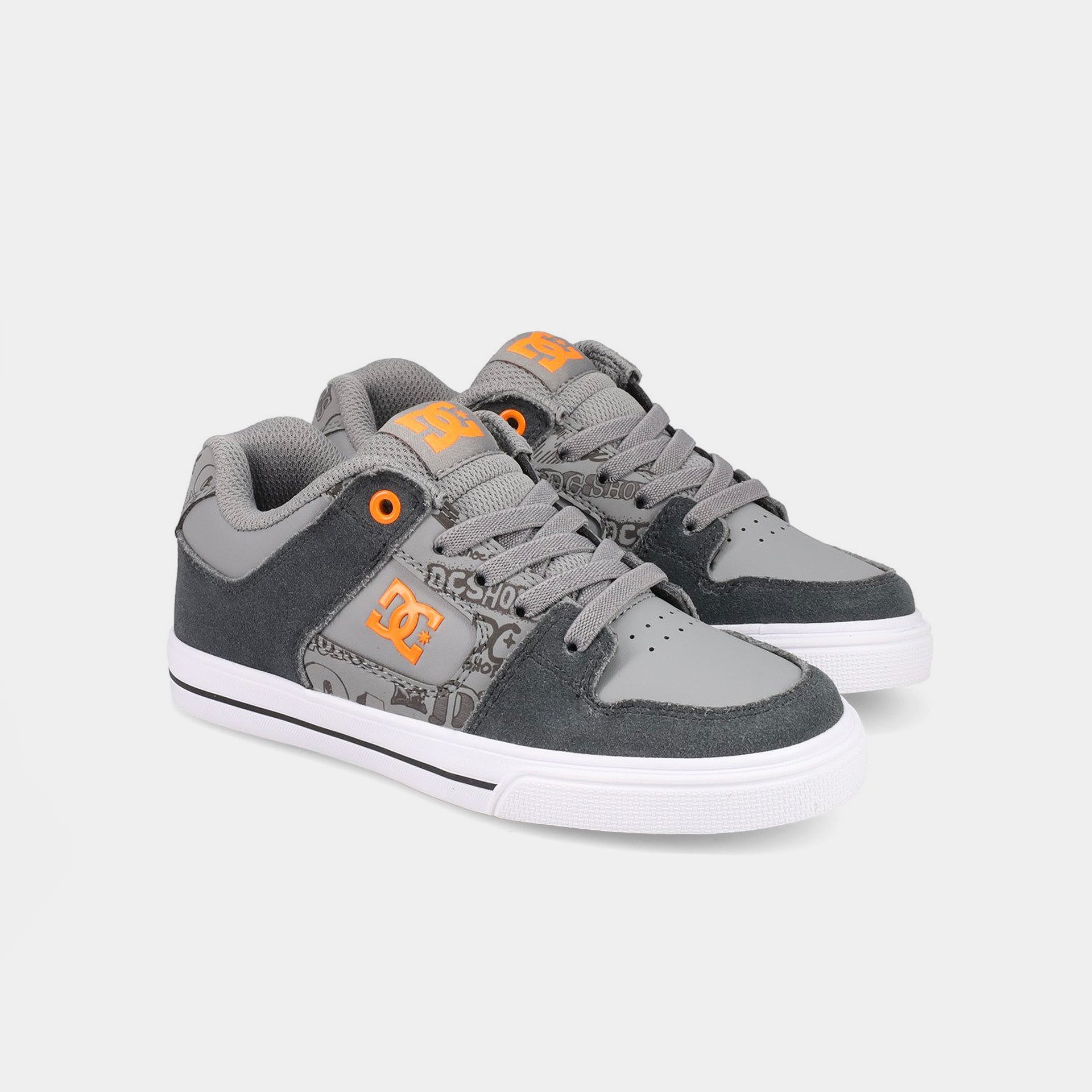 DC Pure Elastic Kids Shoes - Dark Grey/ Grey/ Orange - Prime Delux Store