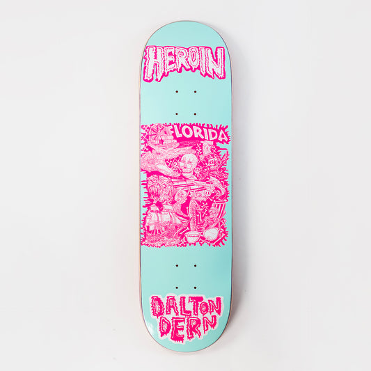 Heroin 8.5" Dalton Dern Allegory Of Fear Deck - Blue/Pink, available at Prime Delux Store, Plymouth, Devon, UK.