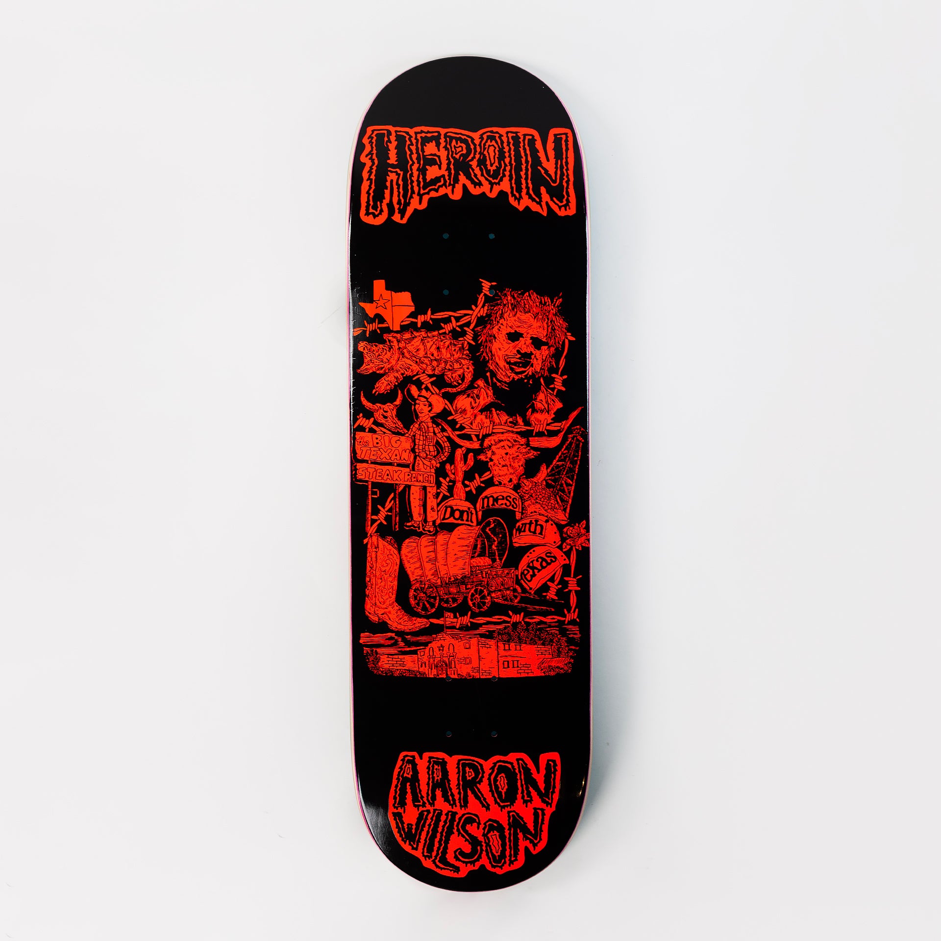 Heroin 8.75" Aaron Wilson Allegory Of Fear Deck - Black/Orange, available at Prime Delux Store, Plymouth, Devon, UK.