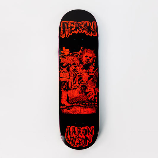 Heroin 8.75" Aaron Wilson Allegory Of Fear Deck - Black/Orange, available at Prime Delux Store, Plymouth, Devon, UK.