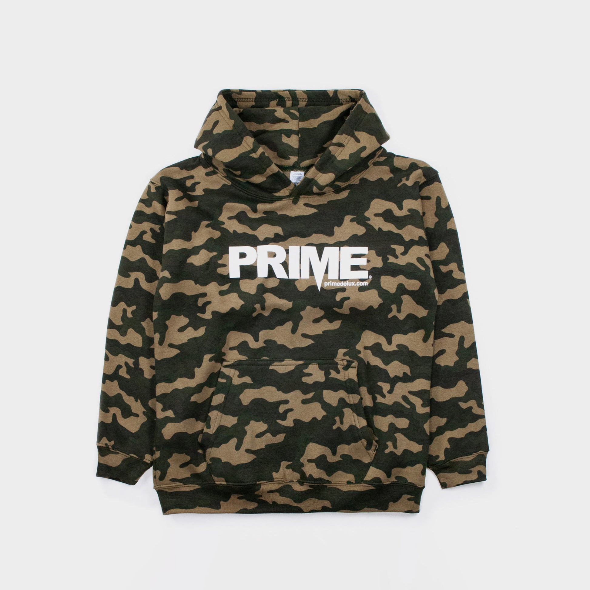 Prime Delux OG Logo Kids Hooded Sweat - Camo/ White - Prime Delux Store