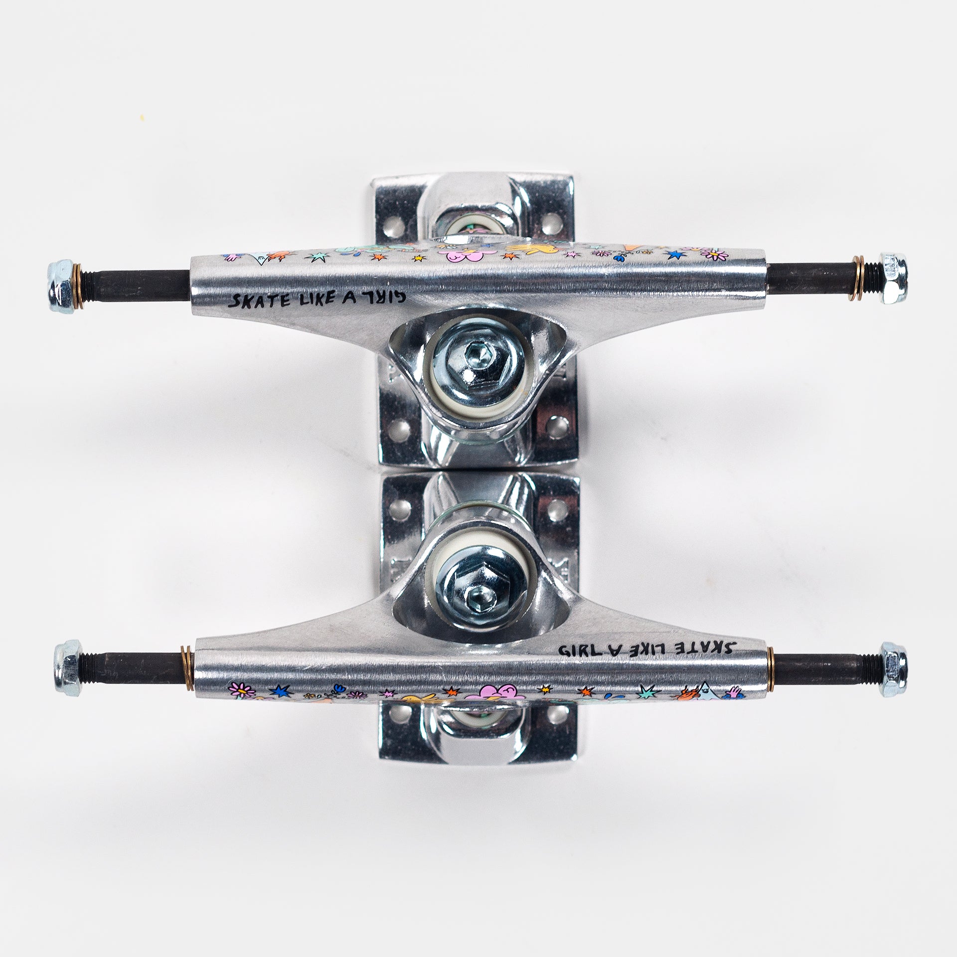 Krux Trucks K5 DLK Skate Like A Girl Standard - Silver/Multi ( Sold as a pair ) - Prime Delux Store