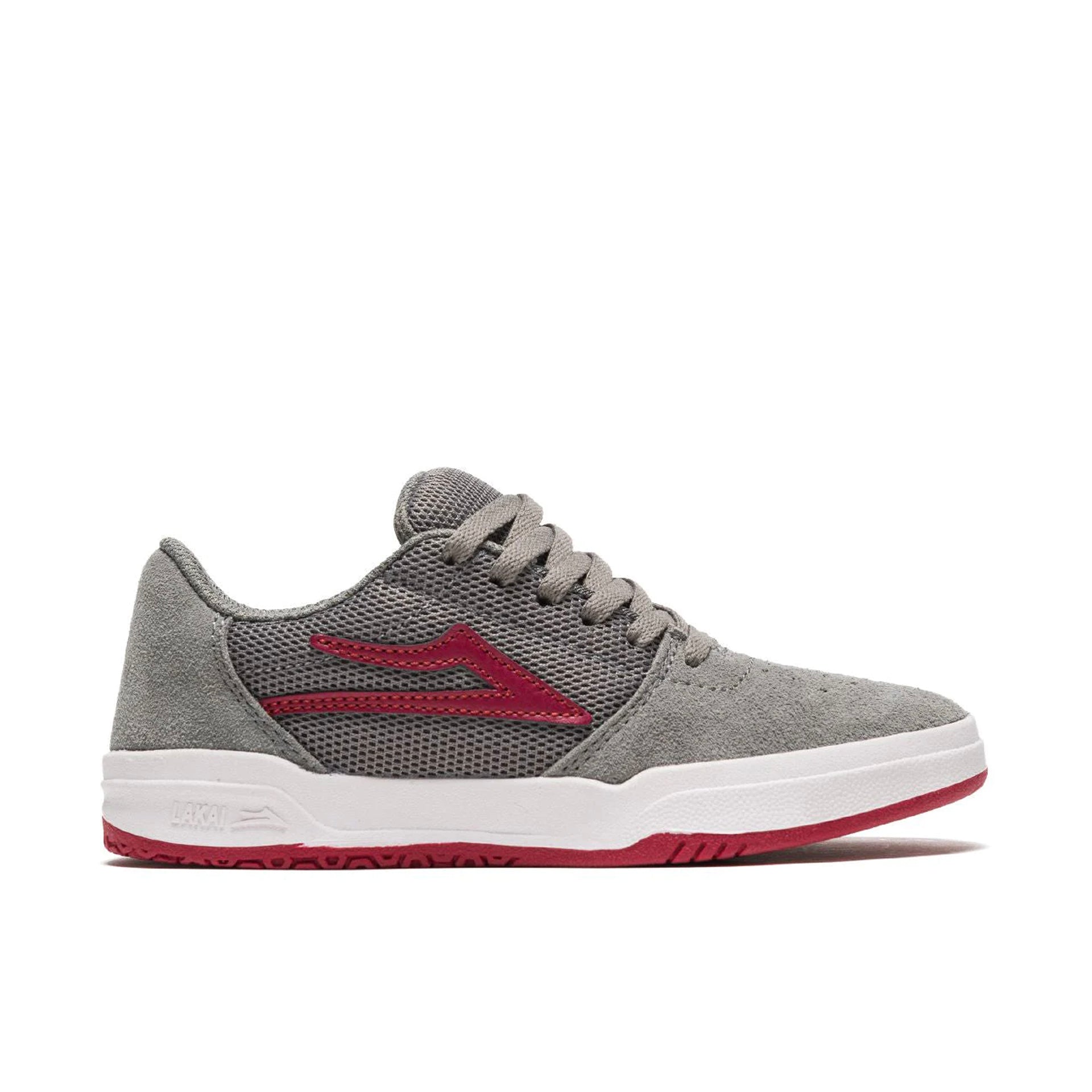 Lakai Brighton Kids Shoes - Grey/ Red Suede - Prime Delux Store