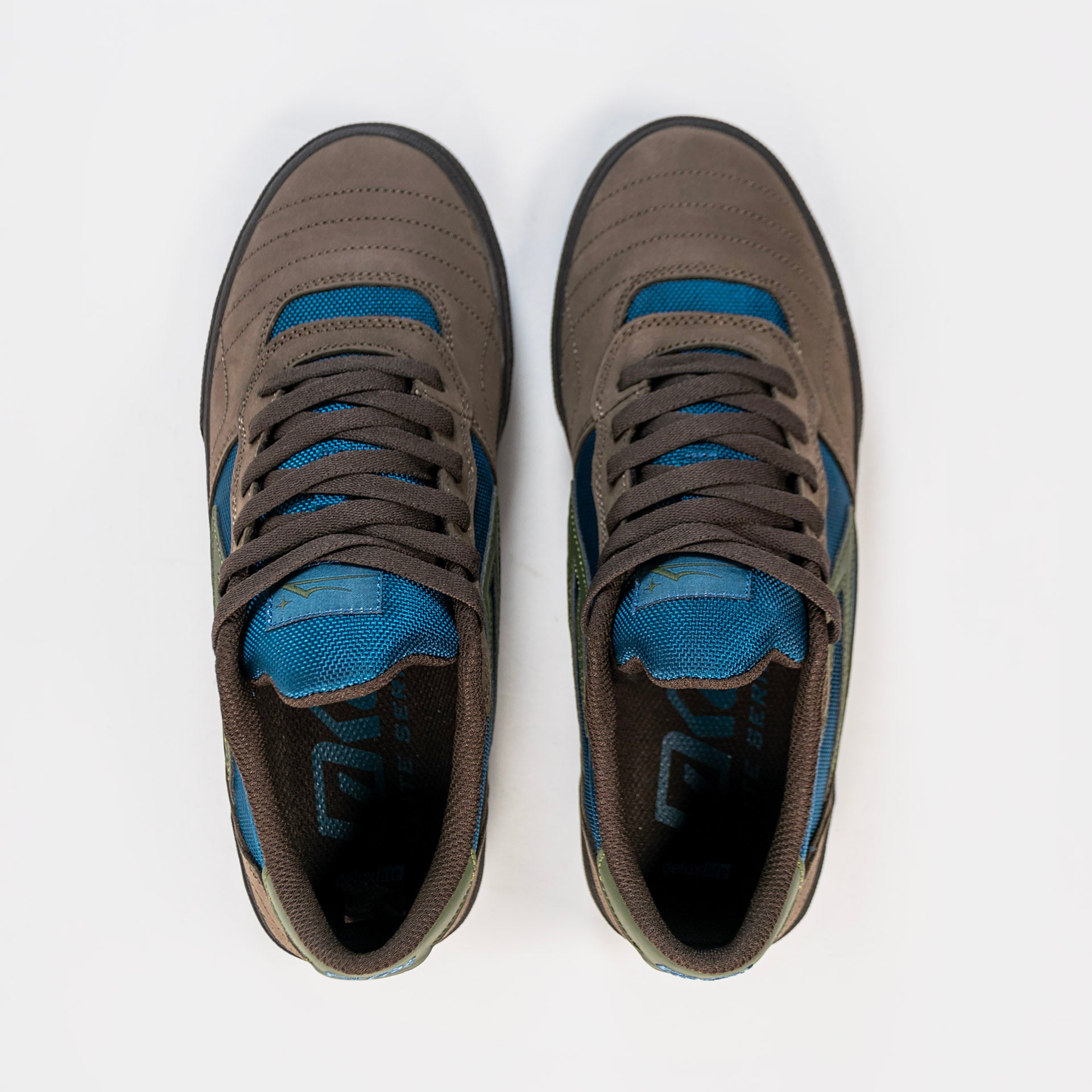 Lakai Cambridge Elite Skate Shoes Brown Blue/Green, available at Prime Delux Store, Plymouth, Devon, UK.