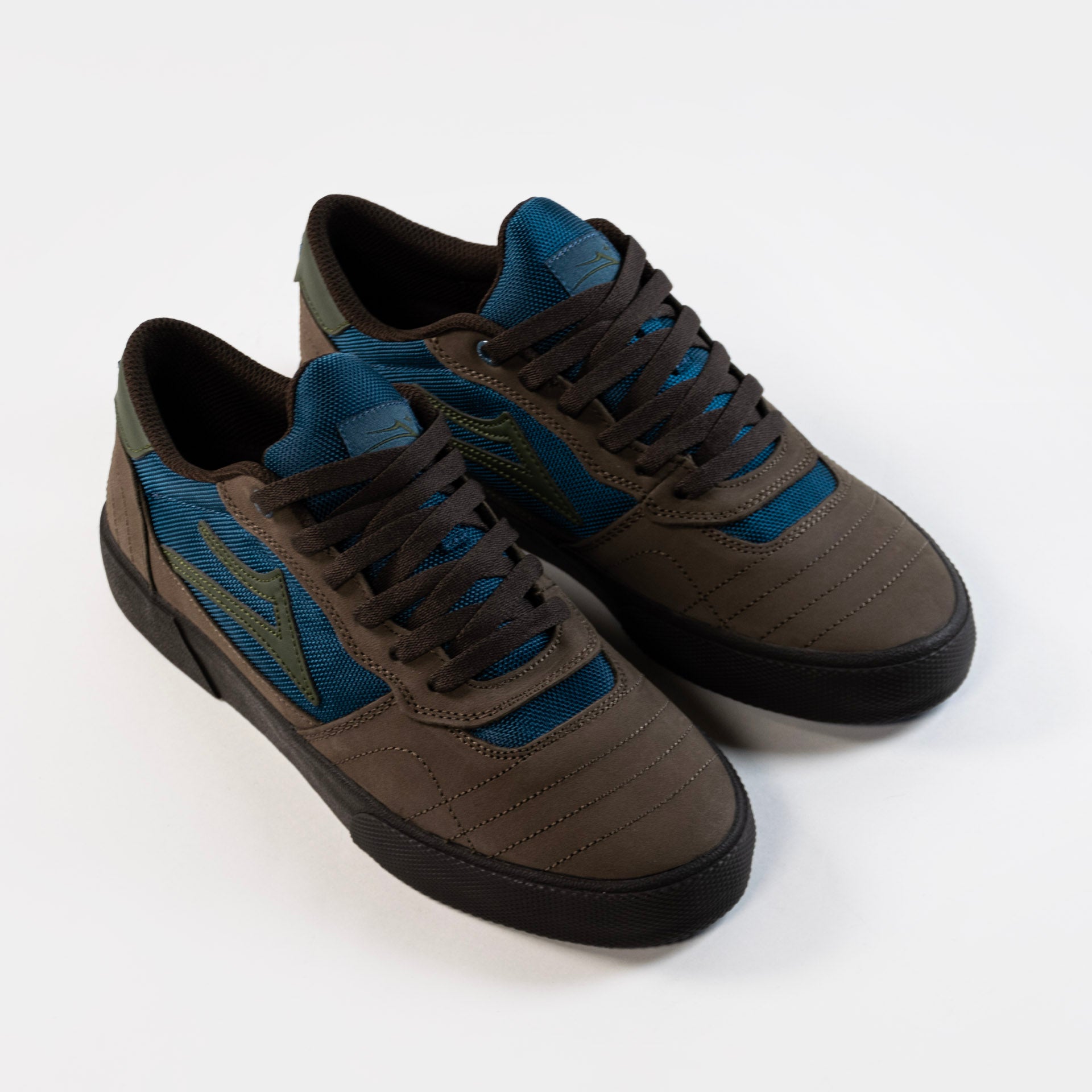 Lakai Cambridge Elite Skate Shoes Brown Blue/Green, available at Prime Delux Store, Plymouth, Devon, UK.