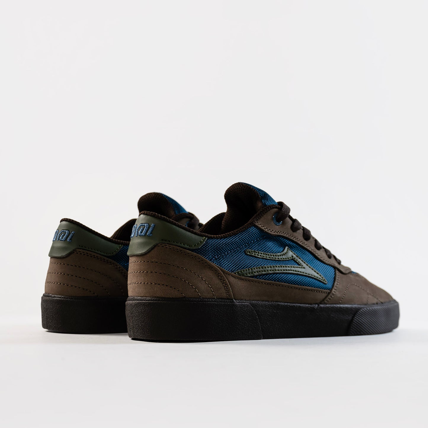 Lakai Cambridge Elite Skate Shoes Brown Blue/Green, available at Prime Delux Store, Plymouth, Devon, UK.