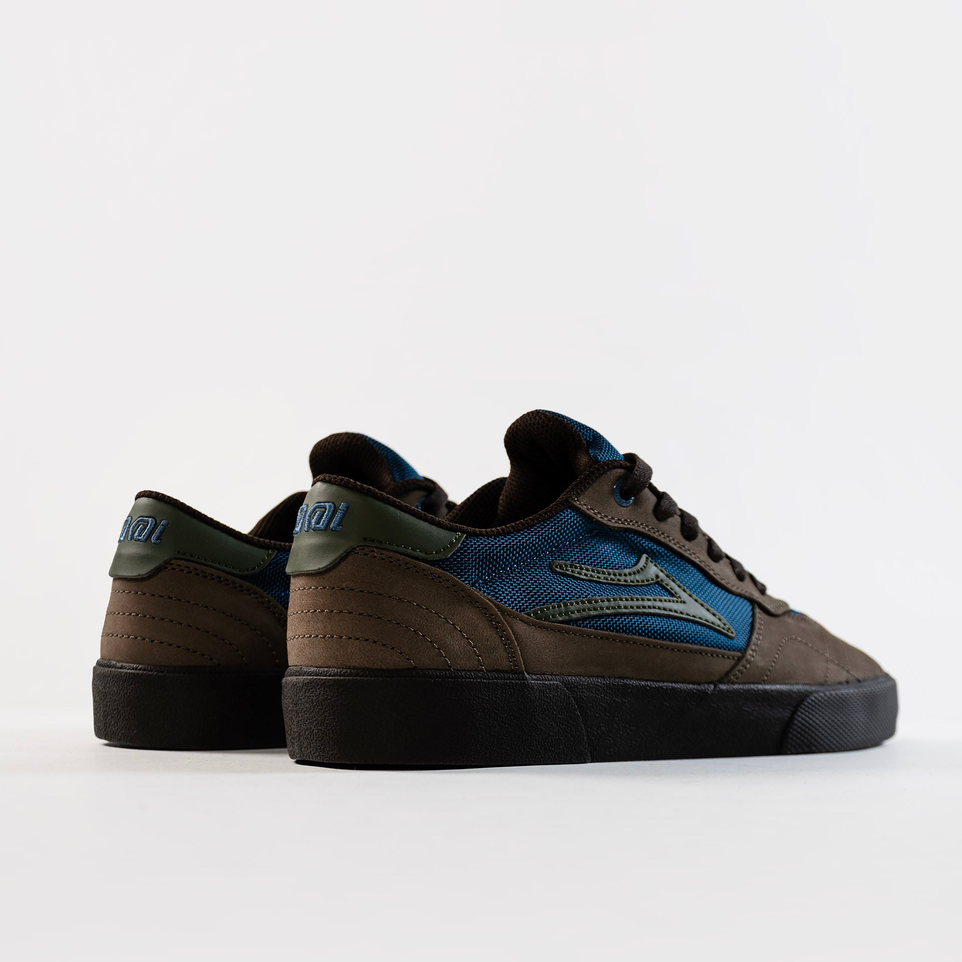 Lakai Cambridge Elite Skate Shoes Brown Blue/Green, available at Prime Delux Store, Plymouth, Devon, UK.