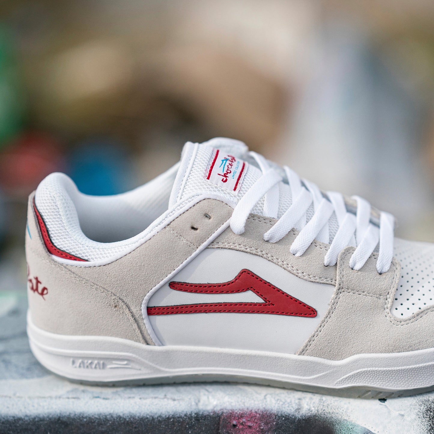 Lakai x Chocolate - Telford Low Shoes - White/ Red - Prime Delux Store