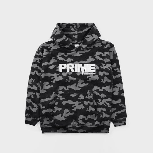 Prime Delux OG Logo Kids Hooded Sweat - Black Camo/ White - Prime Delux Store
