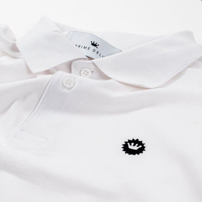 Prime Delux - Icon 2 Stretch Piqué Polo Shirt - White - Prime Delux Store