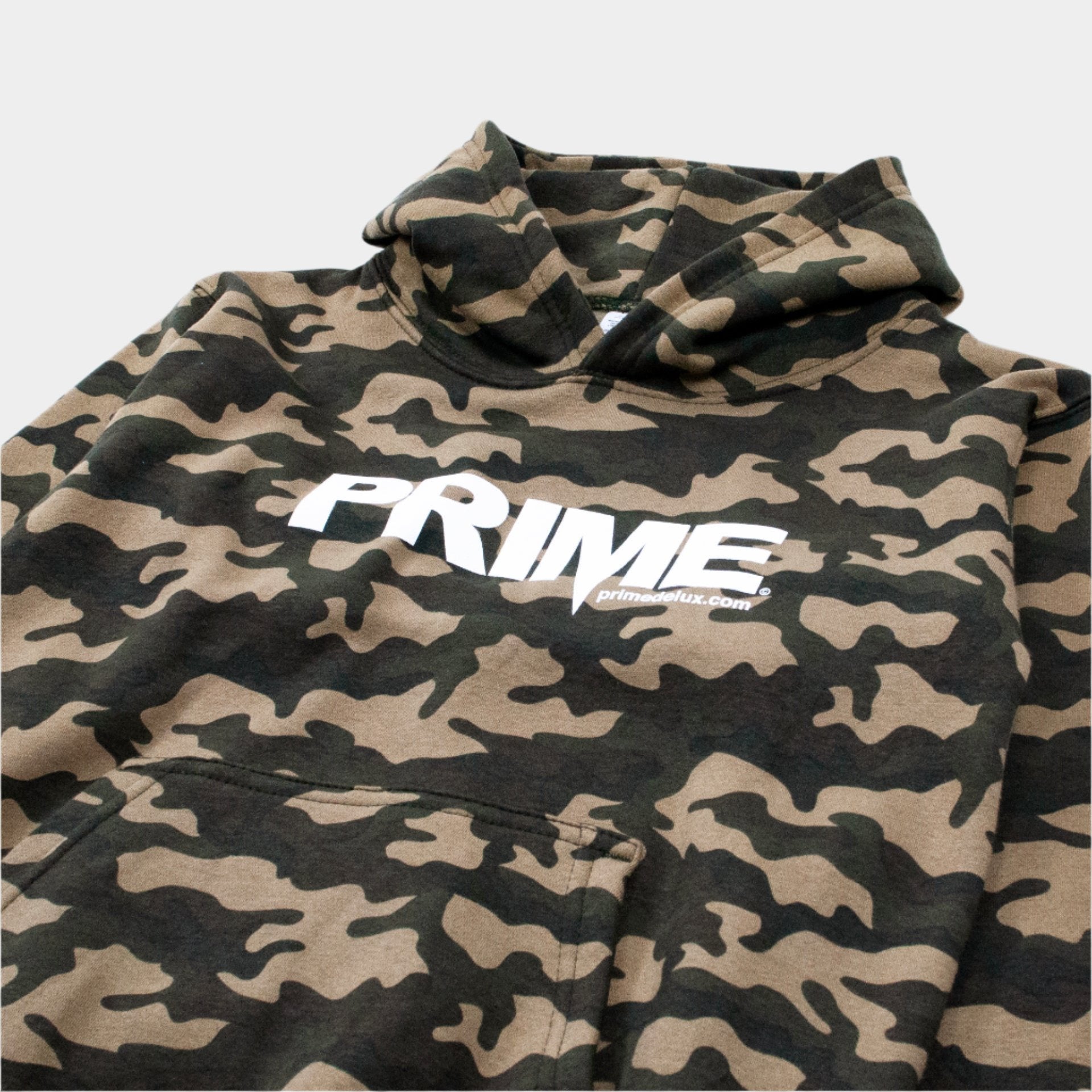 Prime Delux OG Logo Kids Hooded Sweat - Camo/ White - Prime Delux Store