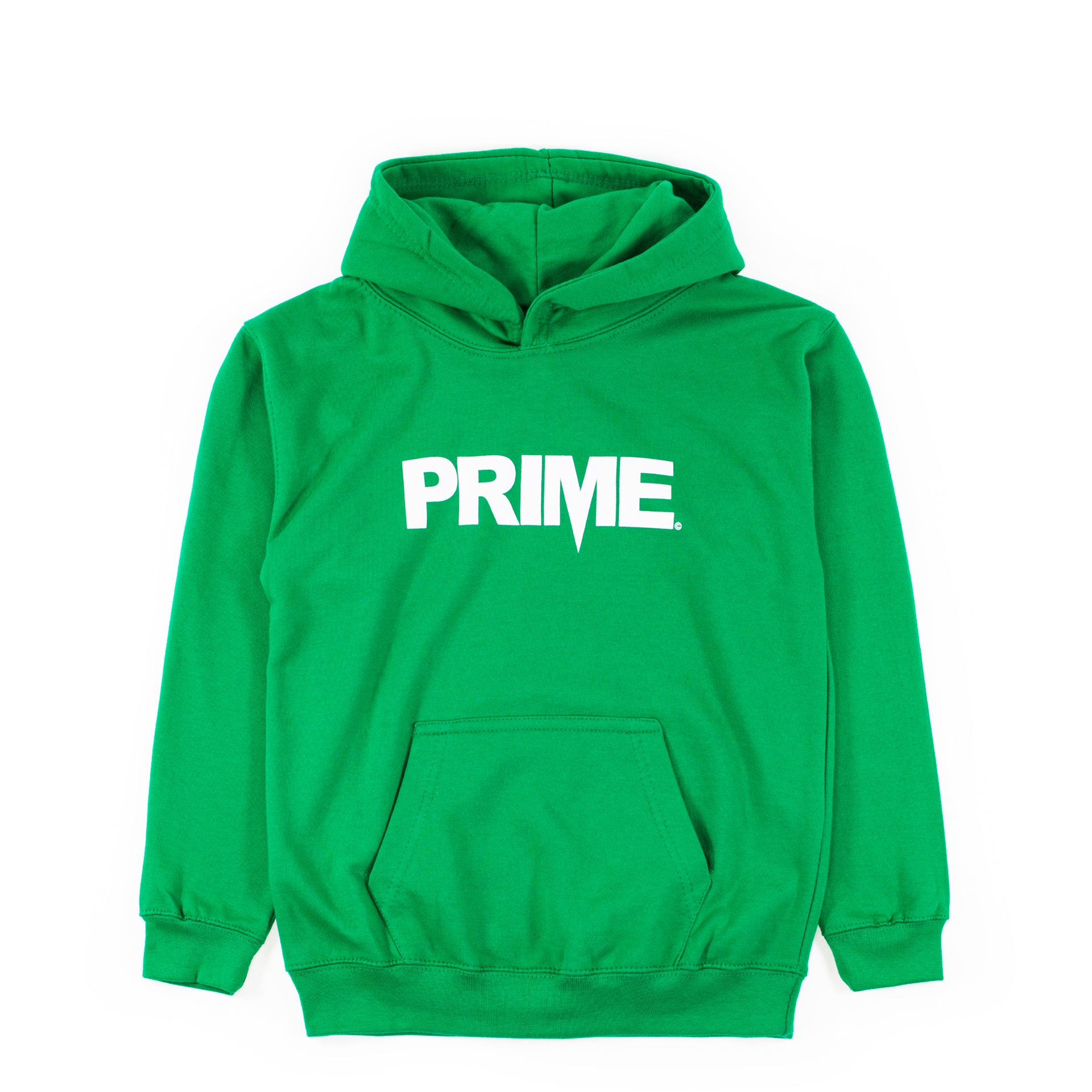 Prime Delux OG Logo Kids Hooded Sweat - Kelly Green / White - Prime Delux Store