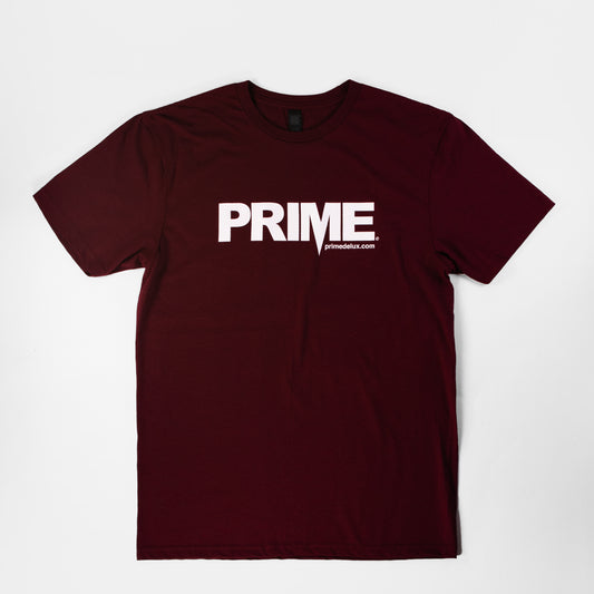 Prime Delux OG Logo T Shirt - Maroon / White - Prime Delux Store