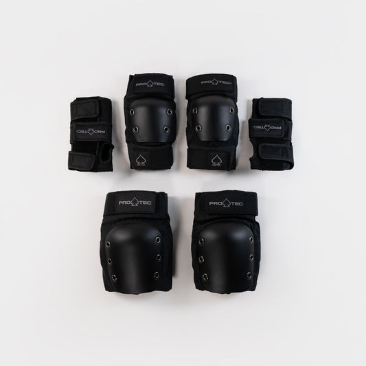 Pro-Tec Street Gear Open Back 3 Pack Pad Set - Black - Prime Delux Store