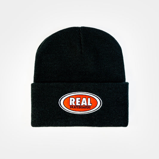 Real Oval Beanie - Black, available at Prime Delux Store, Plymouth, Devon, Uk.