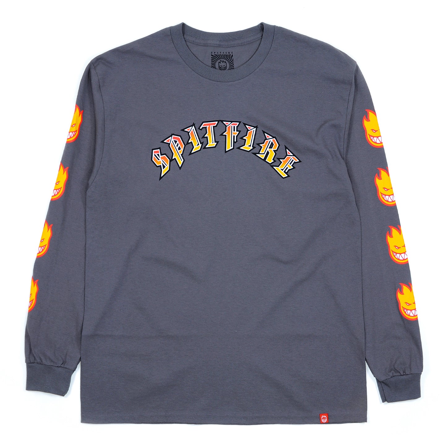 Spitfire Old E Bighead Fill Long Sleeve T-Shirt - Charcoal / Gold / Red - Prime Delux Store