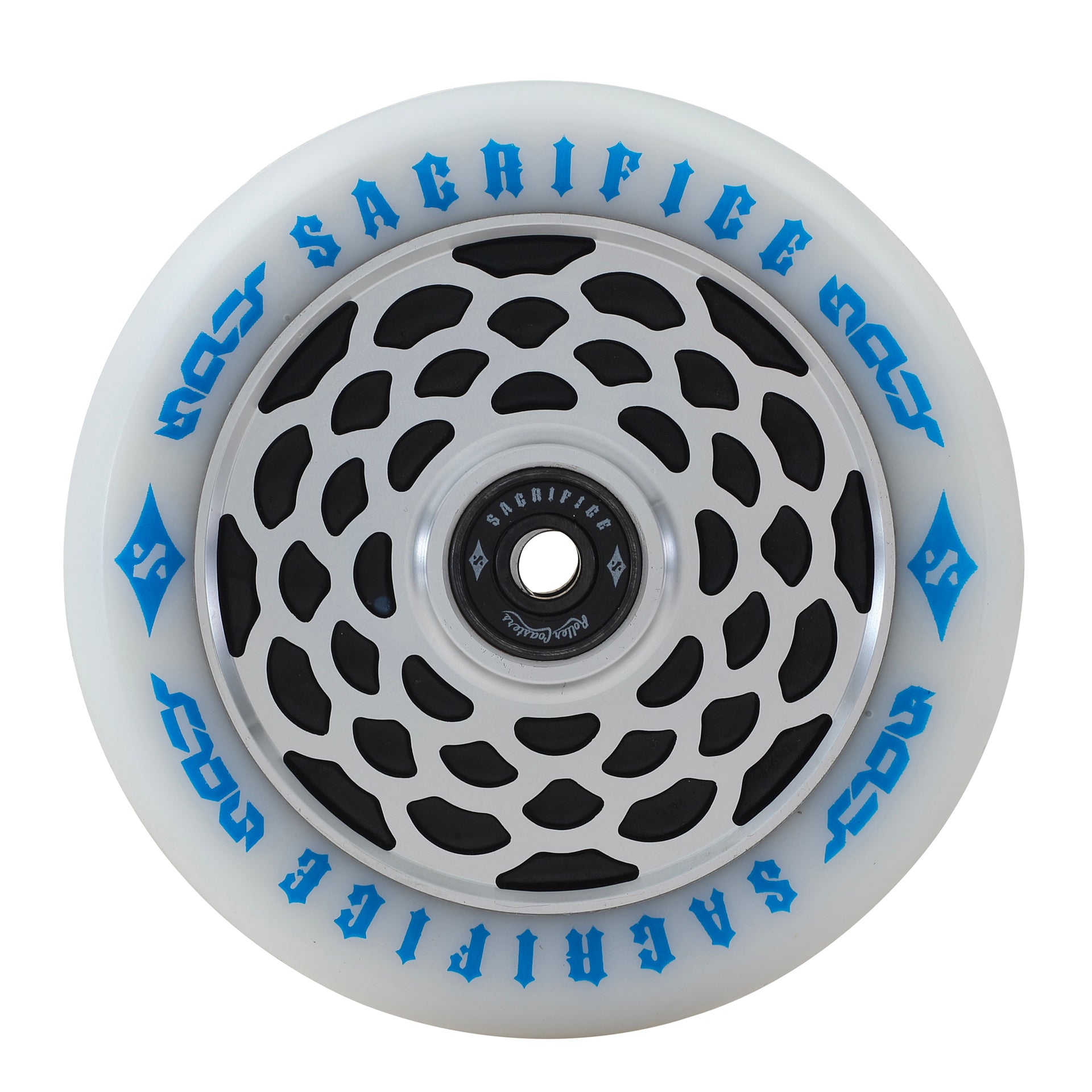 Sacrifice Spy Peephole Wheels 110mm - White/ Blue/ Silver (x 2 / Sold as a pair) - Prime Delux Store