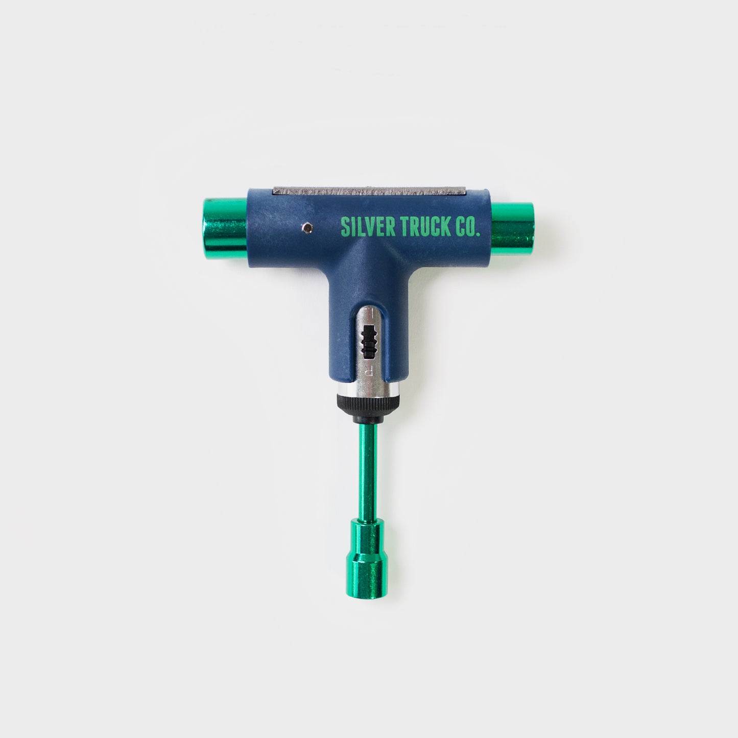 Silver Truck Co Premium Ratchet Skateboard Tool - Navy/Green Chrome - Prime Delux Store