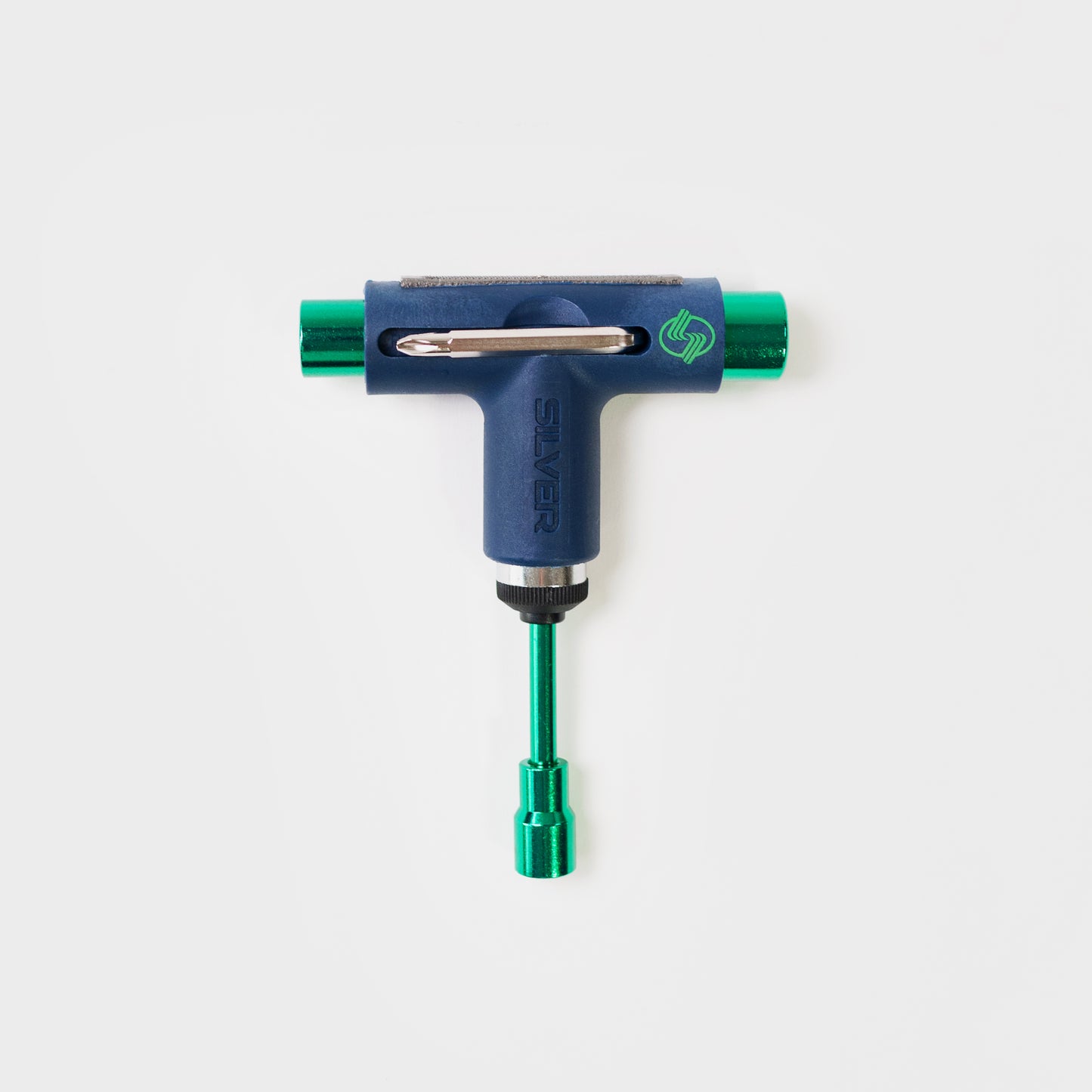 Silver Truck Co Premium Ratchet Skateboard Tool - Navy/Green Chrome - Prime Delux Store