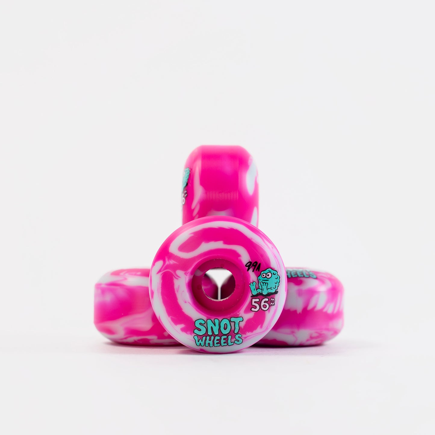 Snot - 56mm - 99a Swirls Original Shape Wheels - Pink/ Teal - Prime Delux Store