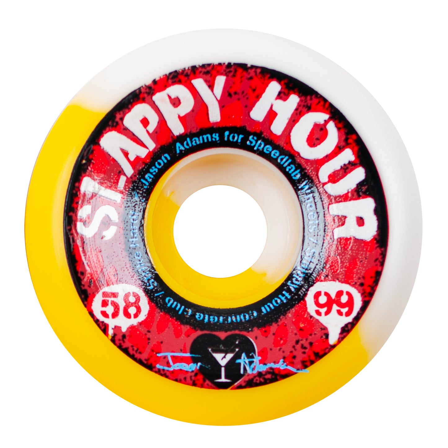 Speedlab - 58mm 99a Slappy Hour Jason Adams Pro Wheels - White/ Yellow - Prime Delux Store