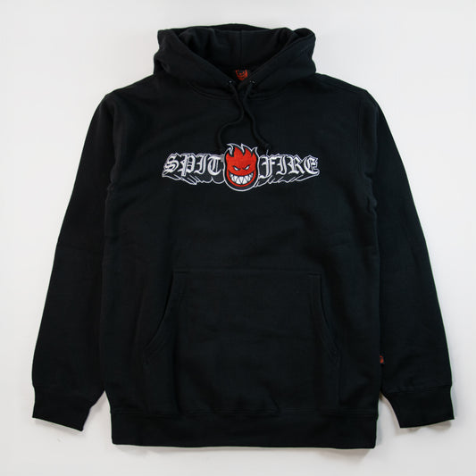 Spitfire Old E Drop Bighead Emb Hoodie - Black, available at Prime Delux Store, Plymouth, Devon, UK.