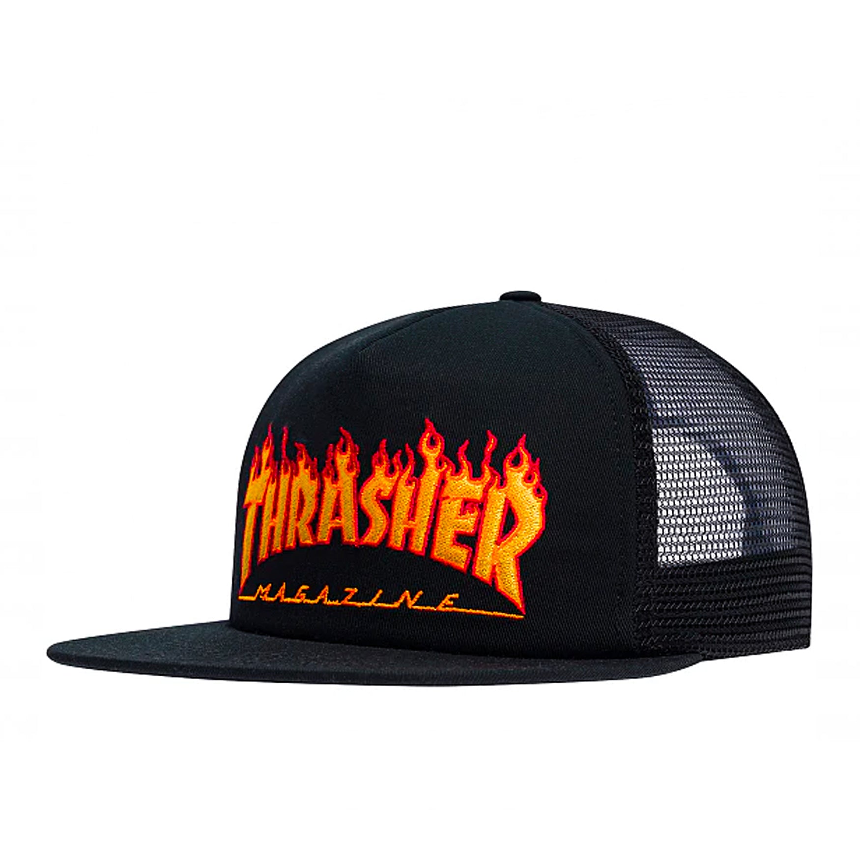 Thrasher Mesh Cap Flame Embroidered Logo - Black - Prime Delux Store