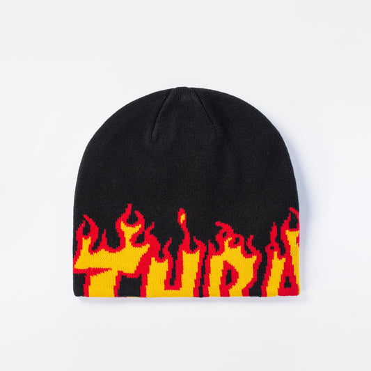 Thrasher Skully Flame Logo Beanie - Black, available at Prime Delux Store, Plymouth, Devon, UK.