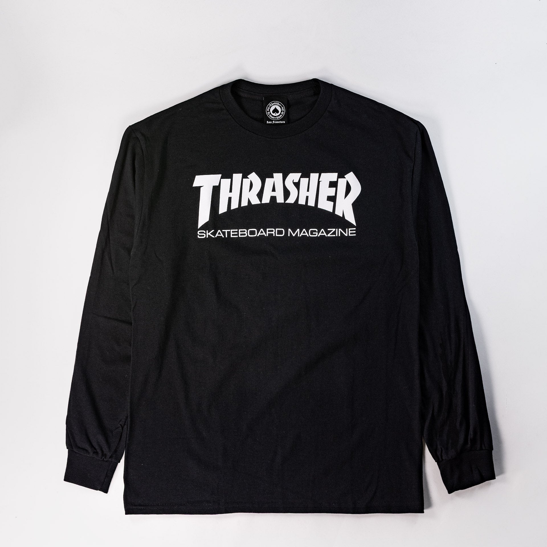 Thrasher Skate Mag Logo Long Sleeve T Shirt - Black, Available at Prime Delux Store, Plymouth, Devon, UK.