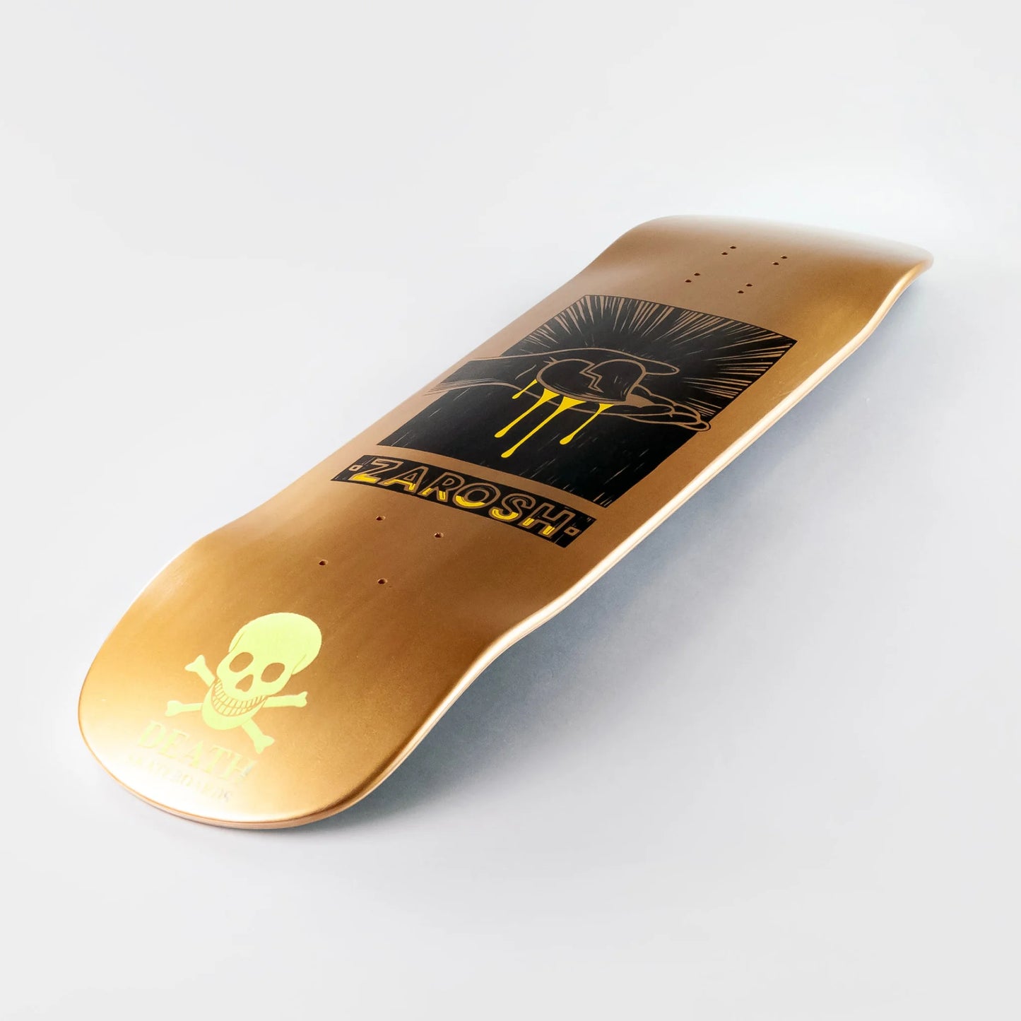 Death 9" Zarosh Heart Hand Screened Deck - Gold/Yellow - Prime Delux Store