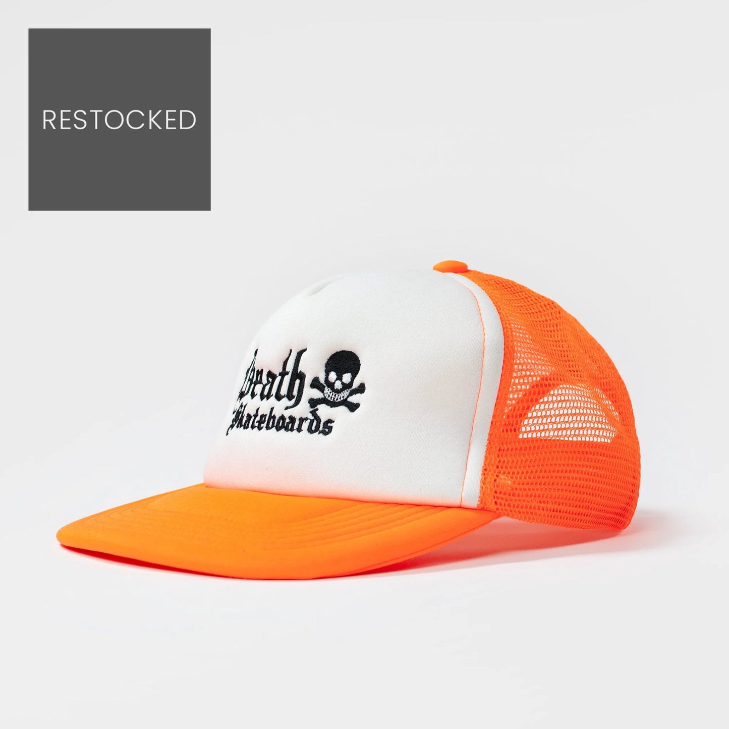 Death Skateboards Mesh Trucker Cap - Orange / White - Prime Delux Store